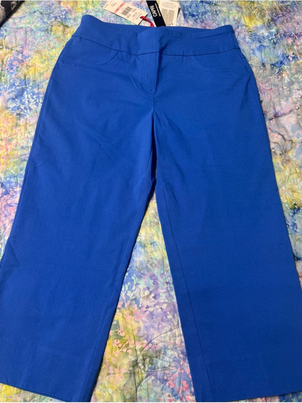 New, Ruby Rd. Blue Wide-Leg Pull-On capris medium